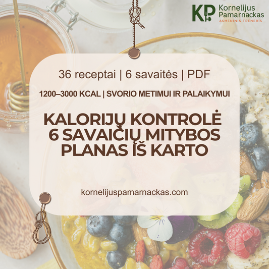 Kalorijų kontrolė – 6 savaičių mitybos planas iš karto