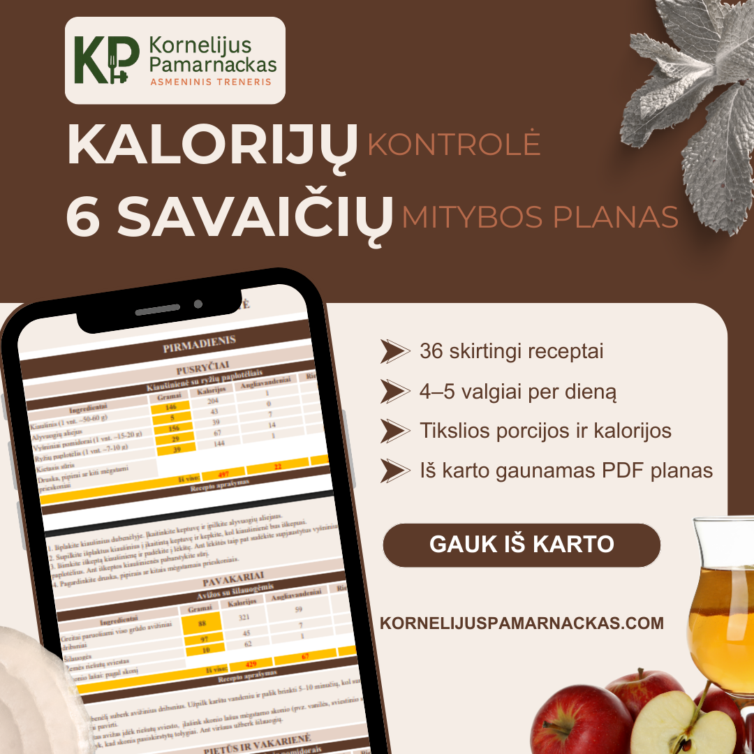 Kalorijų kontrolė – 6 savaičių mitybos planas iš karto