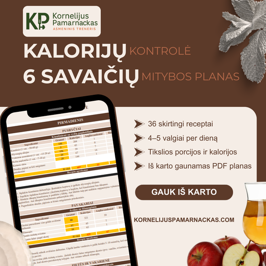 Kalorijų kontrolė – 6 savaičių mitybos planas iš karto